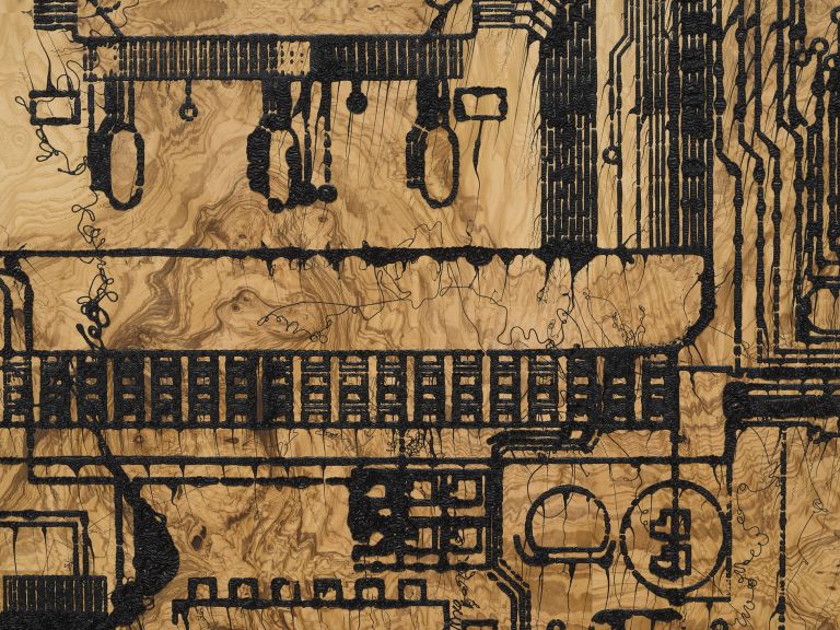 Analia Saban
Circuit Board with Deliberate Lines #4, 2023 (detail)