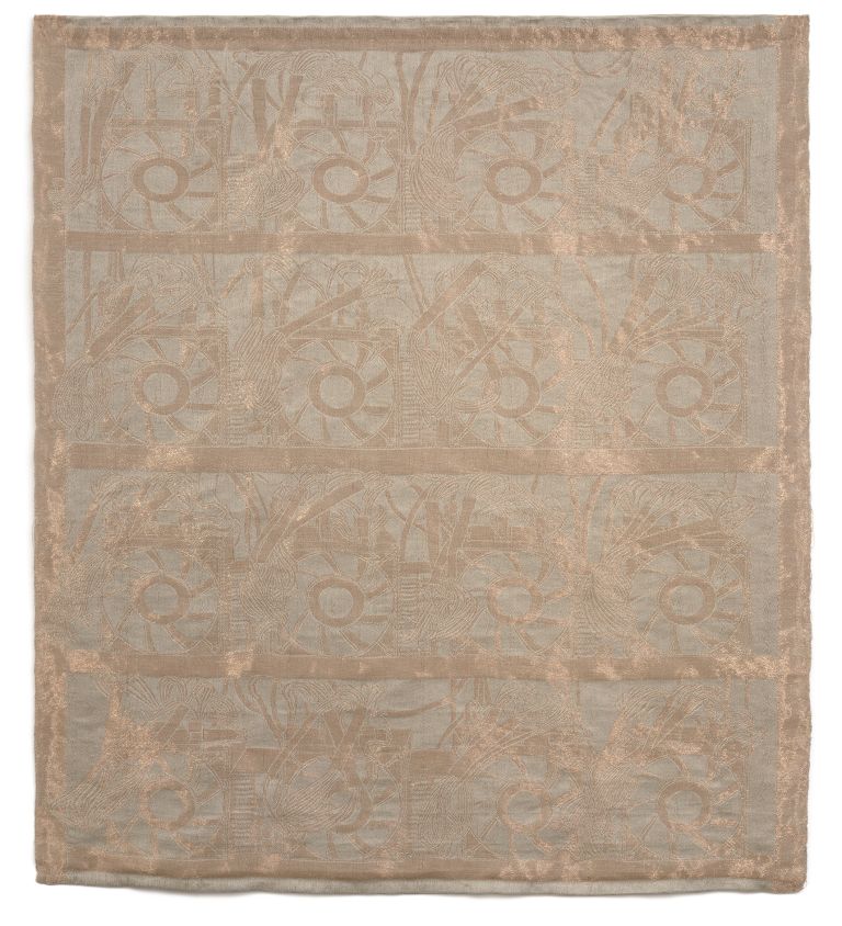 Analia Saban
Cooling Rack (4 x 4), 2023
Woven copper wire and linen thread
203.8 &times; 181.6 &times; .2 cm
80 1/4 &times; 71 1/2 &times; 1/16 inches