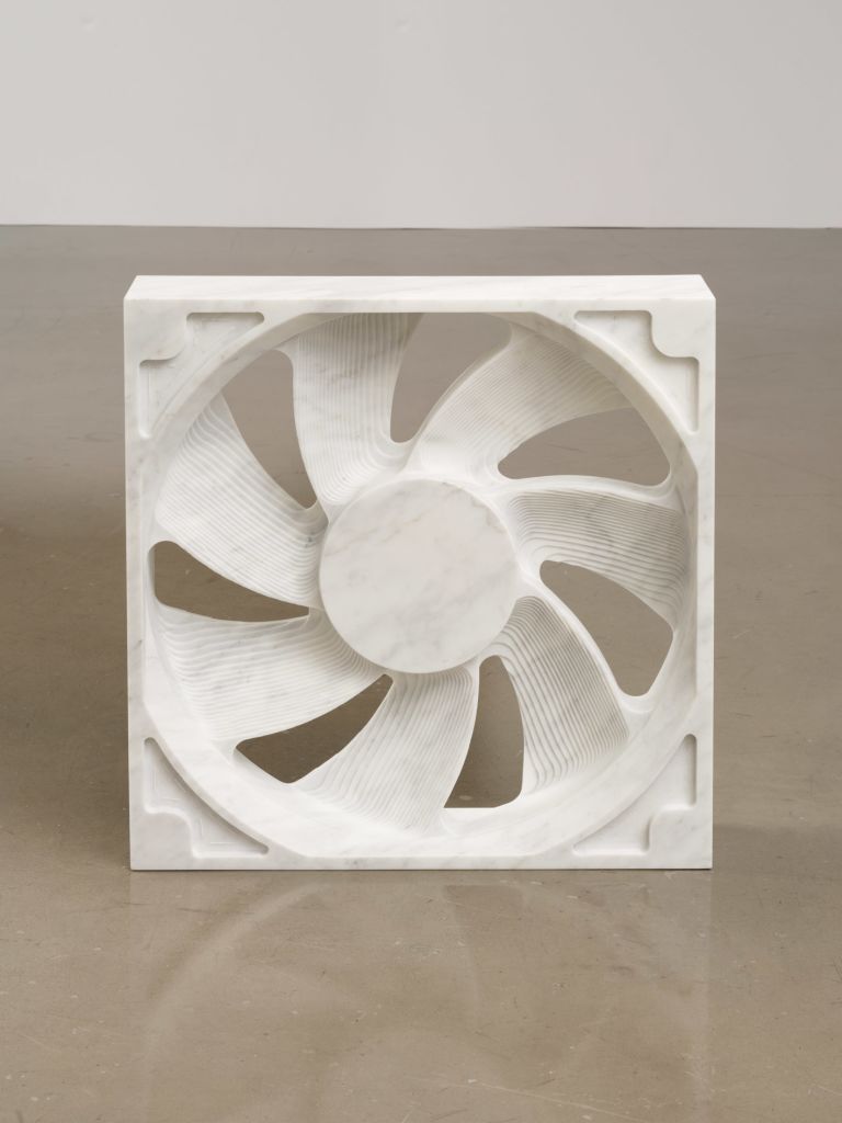 Analia Saban
Computer Fan #1, 2023
Marble
73.7 &times; 73.7 &times; 16.5 cm
29 &times; 29 &times; 6 1/2 inches