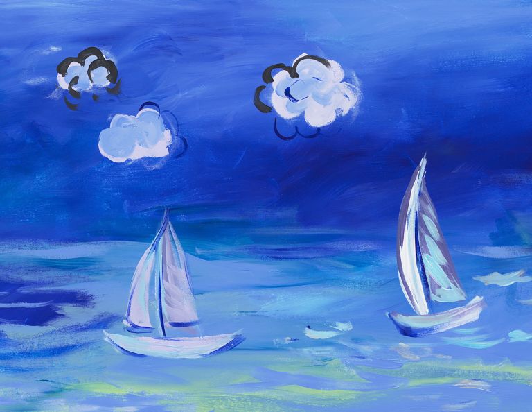 Karen Kilimnik
sailboats at the sea, Saint Tropez at night, 2023 (detail)
