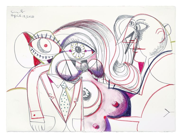 George Condo
Reclining Abstract Figure, 2020
Graphite, wax crayon and aquarelle pencil on paper
55.9 &times; 76.2 cm
22 &times; 30 inches
