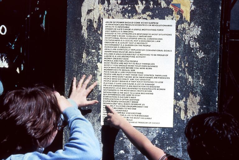 Jenny Holzer
from Truisms, (1977–79), 1977
Offset poster
61 x 45.7 cm
24 x 18 inches
New York, 1977
Installation: New York, 1977 
© 1977 Jenny Holzer, member Artists Rights Society (ARS), NY
Photo: Jenny Holzer