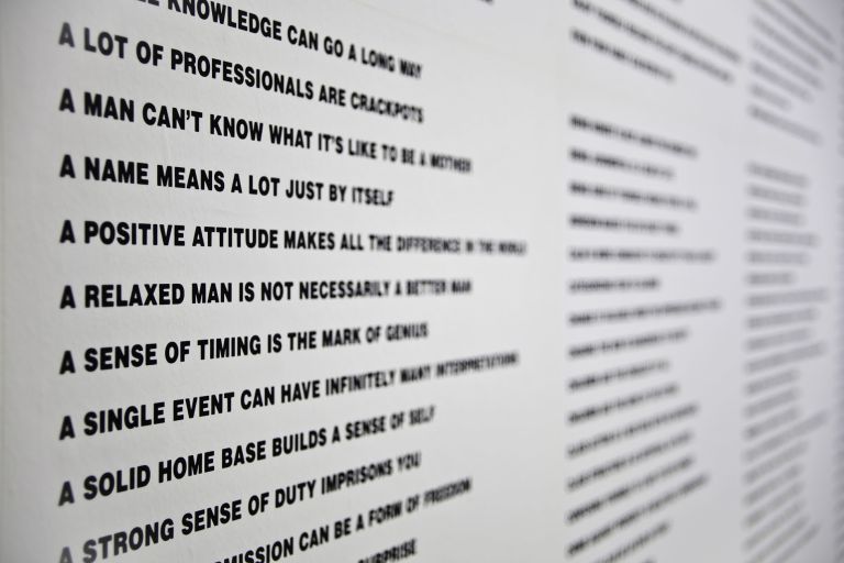 Jenny Holzer
8 Truisms, 1977–79 (detail)
Offset posters
88.3 x 58.1 cm, each
34 3/4 x 23 inches
ARTIST ROOMS: Jenny Holzer, Talbot Rice Gallery, Edinburgh, 2010
2010 Jenny Holzer, member Artists Rights Society (ARS), NY
Photo: Collin LaFleche