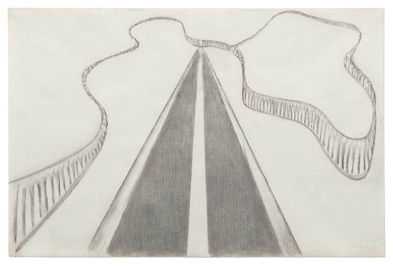 Richard Artschwager
Road with Fence, 2004
Charcoal on paper
63.5 &times; 96.5 cm
25 &times; 38 inches
72.3 &times; 104.3 cm (framed)
28 1/2 &times; 41 inches (framed)