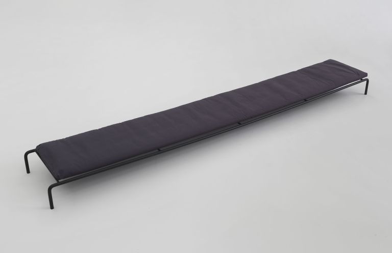 Thea Djordjadze
that is the last item on this list: a glass of anger, 2015/2021
Steel, lacquer, futon
20 &times; 48 &times; 285 cm | 7 7/8 &times; 19 &times; 112 1/8 inches