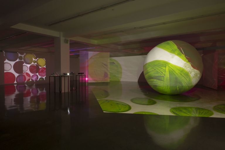 Otto Piene
The Proliferation of the Sun, 1966&ndash;67/2014
Six projection screens, inflatable object, seven digital projections largely based on hand-painted slides from the 1966&ndash;67 performance (now in the collection of the Kunsthalle Bremen &ndash; Der Kunstverein in Bremen), soundtrack
Dimensions variable
Edition of 2 + 1 AP