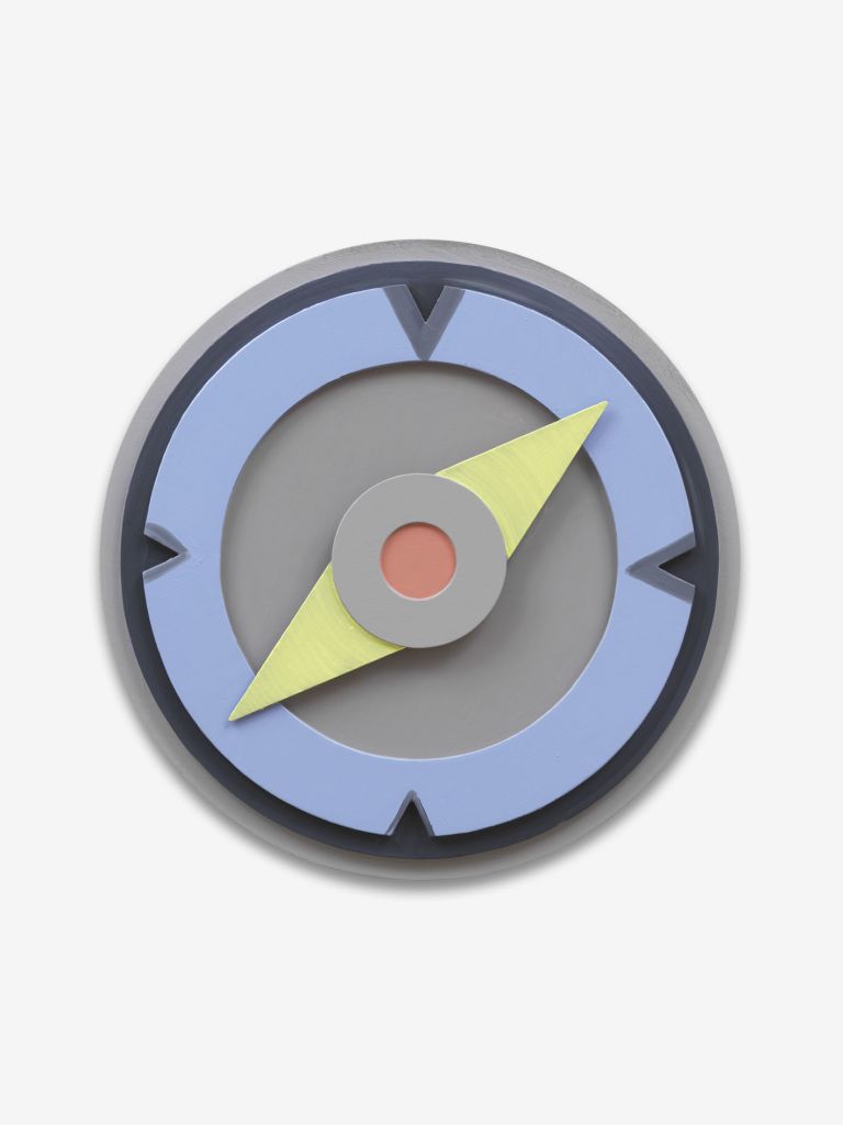 Thomas Scheibitz
Kompass, 2024
Wood, oil paint, colored
⌀ 70 cm, depth: 10 cm | ⌀ 27 5/8 inches, depth: 4 inches