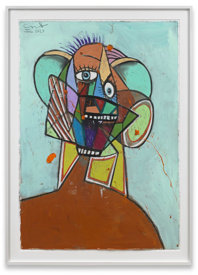 George Condo
Uncle Henry, 2025
Pastel and acrylic on paper
151.1 &times; 106.7 cm | 59 1/2 &times; 42 inches
171.1 &times; 124.1 cm | 67 3/8 &times; 48 7/8 inches (framed)
