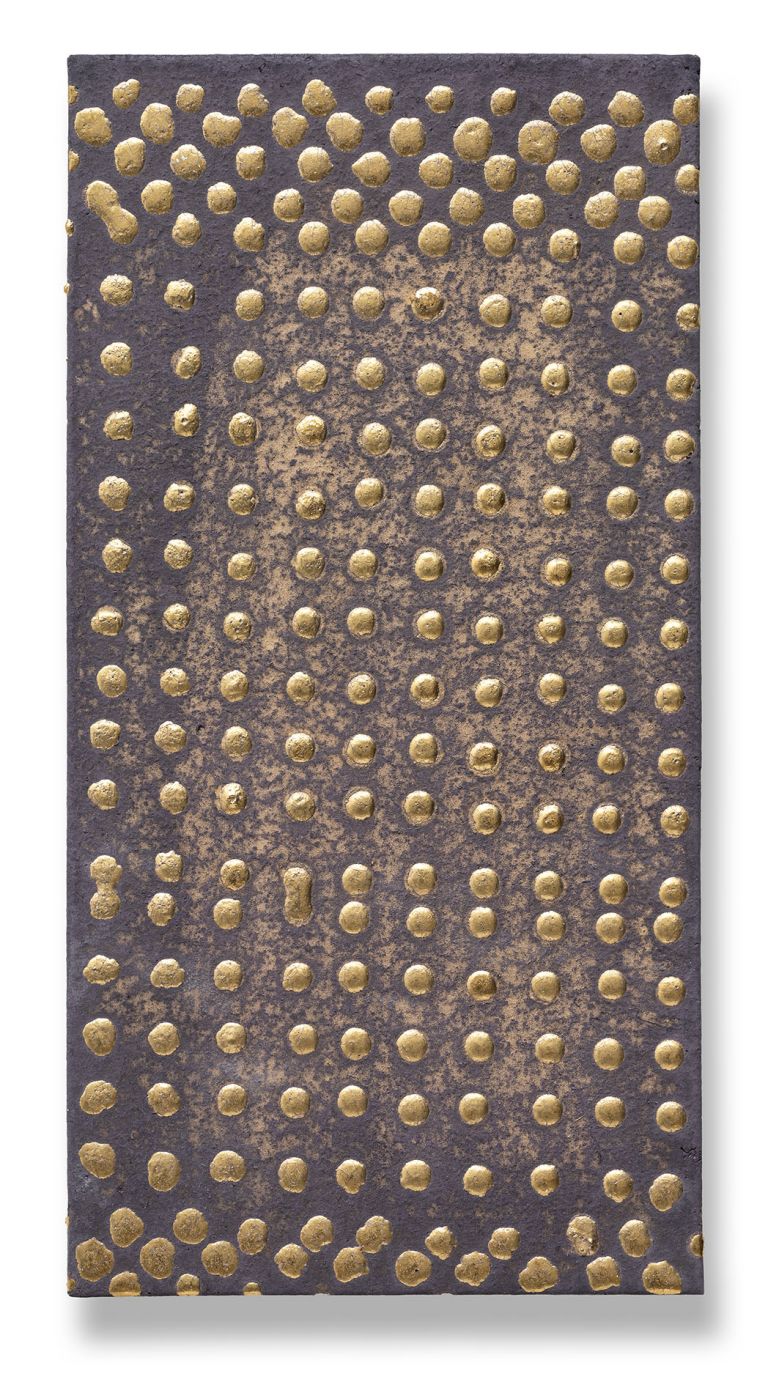 Otto Piene
Untitled, 2014
Gold glaze on clay
38 &times; 20 &times; 3 cm | 15 &times; 7 7/8 &times; 1 1/8 inches