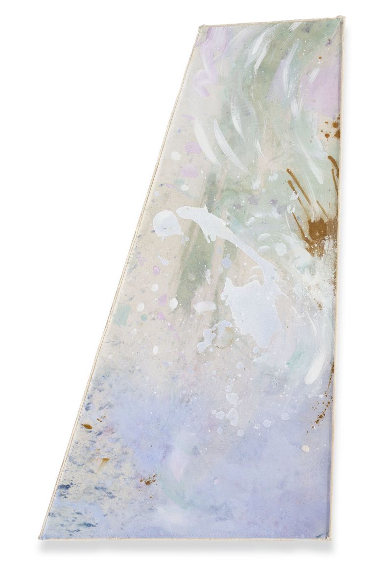 Lucy Dodd
Rise of Selkie, 2024
Flower essences of gorse, dandelion, lily of the valley, bluebell and forget-me-not, copper ink, iron oxide, blue and green spirulina, black and green tea, butterfly pea powder, stickyweed, seaweed, avocado, onion skins, hematite, smalt, cochineal, and acrylic pigments
Clockwise from top:
37 &times; 134 &times; 74 &times; 139 cm | 14 5/8 &times; 52 3/4 &times; 29 1/8 &times; 54 3/4 inches