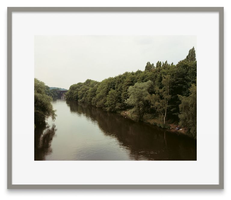 Andreas Gursky
M&uuml;lheim a. d. Ruhr, Angler, 1989 
Inkjet-print on dibond behind glass with passepartout
112.5 &times; 134 &times; 4.8 cm | 44 1/4 &times; 52 3/4 &times; 2 inches (framed)
Edition of 12