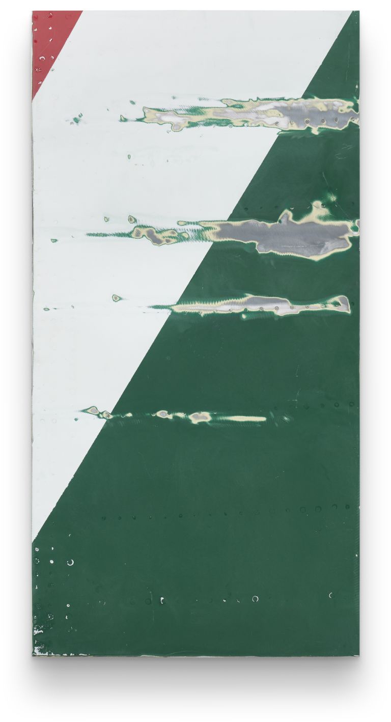 Michail Pirgelis
Perforated Past I, 2022
Aluminum, titanium, lacquer
102 &times; 52 &times; 5 cm | 40 1/8 &times; 20 1/2 &times; 2 inches