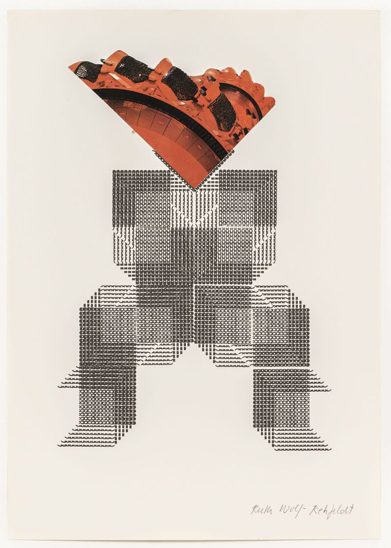 Ruth Wolf-Rehfeldt
Cagy Being (K&auml;figwesen) collagiert, 1980s
Collage on zincography
30.5 &times; 21.5 cm
12 &times; 8 1/2 inches
44.5 &times; 35.2 &times; 2.8 cm (framed)
17 1/2 &times; 13 7/8 &times; 1 inches (framed)
Courtesy: the artist and ChertL&uuml;dde