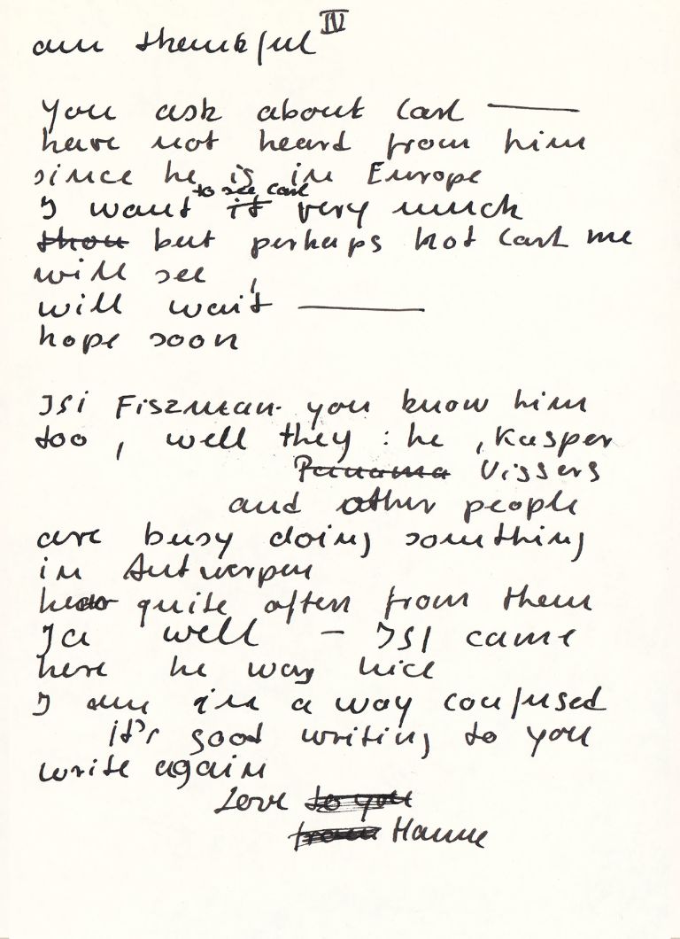 Hanne Darboven to Sol LeWitt, 15.6.1969. 
All correspondence courtesy and &copy; Hanne Darboven Foundation