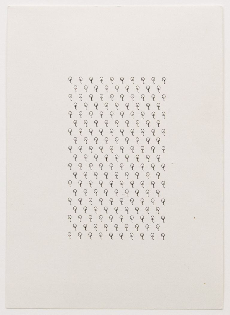 Ruth Wolf-Rehfeldt
Strukturblätter, mid 1980s
Original typewriting
15 × 10.5 cm
6 × 4 1/8 inches
32 × 27.8 × 2.8 cm (framed)
12 5/8 × 11 × 1 inches (framed)
Courtesy: the artist and ChertLüdde