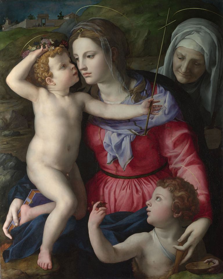 Bronzino
The Madonna and Child with Saint John the Baptist and Saint Elizabeth, c. 1540
Oil on wood
101.6 x 81.3 cm
40 x 32 inches
National Gallery, London