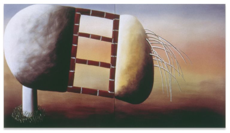 Andreas Schulze
Untitled, 1992
Acrylic on nettle cloth
200 &times; 360 cm (2-teilig)
78 3/4 &times; 141 3/4 inches (2 parts)