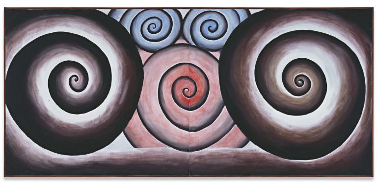 Andreas Schulze
Untitled, 1984
Acrylic on nettle cloth
200 &times; 400 cm (2-teilig)
78 3/4 &times; 157 1/2 inches (2 parts)