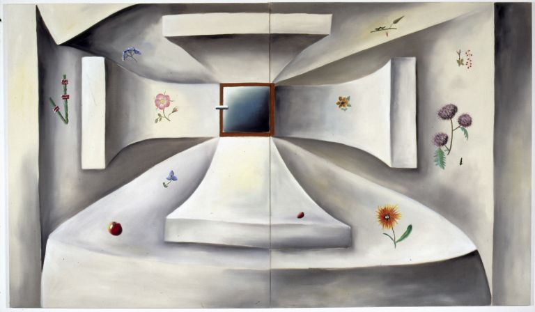 Andreas Schulze
Untitled (Meissen Porcellain II), 1989/2002
Acrylic on nettle cloth
210 &times; 360 cm (2 -teilig)
82 3/4 &times; 141 3/4 inches (2 parts)