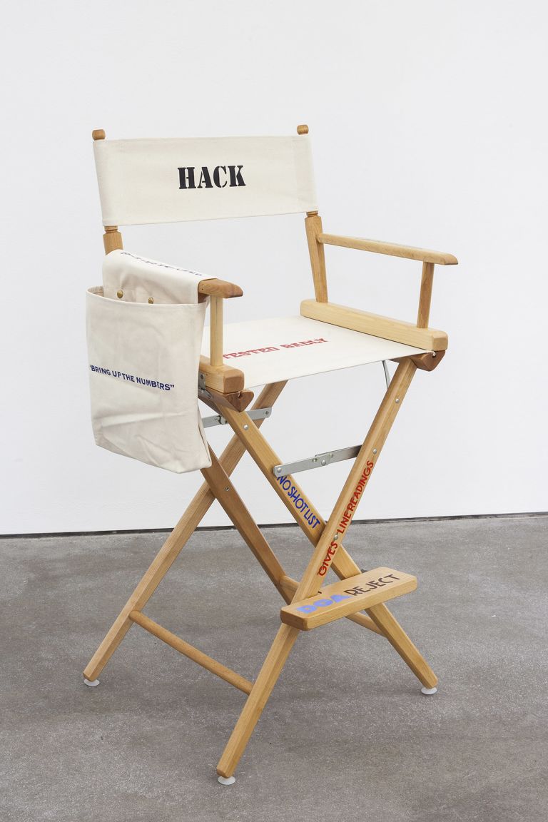 John Waters
Bad Director’s Chair, 2006
Canvas, wood, steel and paint with leather bound script
116.8 × 62.2 × 55.9 cm
46 × 24 1/2 × 22 inches