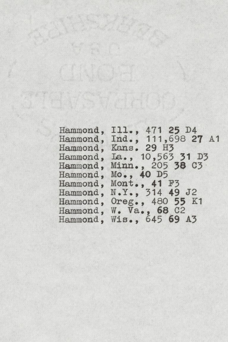 Nancy Holt
Hammond, 1969 (details)