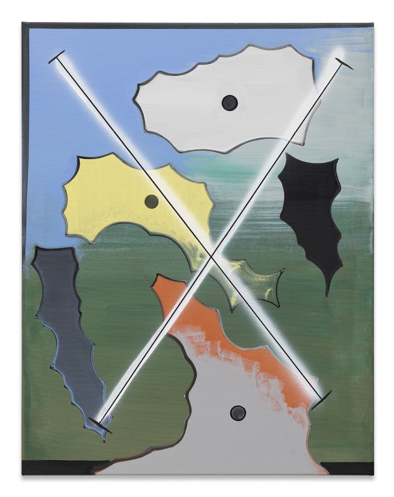 Thomas Scheibitz
Echo, 2021
Oil, vinyl, spray paint and pigment marker on canvas
90 &times; 70 cm
35 3/8 &times; 27 5/8 inches