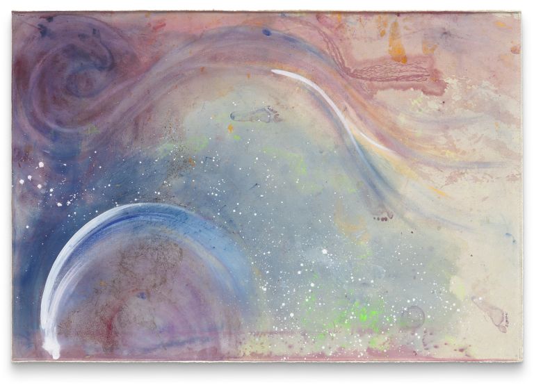 Lucy Dodd
Make of Our Heart One Heart, 2021
Foss leaf extract, SCOBY, cochineal, pigment and acrylic on canvas
111.8 &times; 161.9 cm
44 &times; 63 3/4 inches