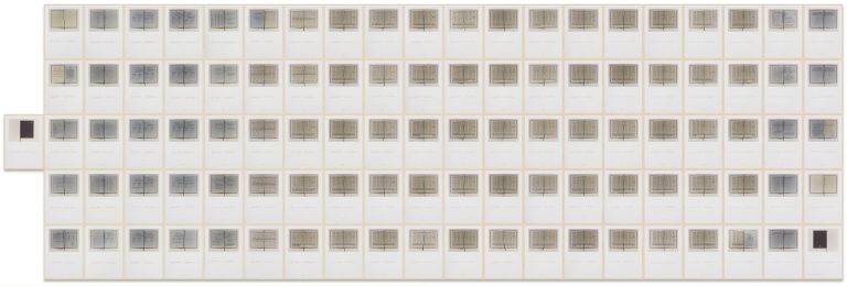 Hanne Darboven
Kalenderbuch 92 / Calendar book 92, 1992
101 panels; color photographs, red felt tip pen on cardboard
70 &times; 50 cm (each panel)
27 5/8 &times; 19 3/4 inches (each panel)