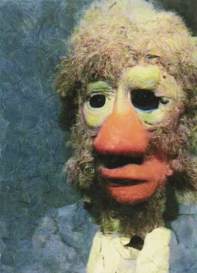 Jon Rafman
𐤀𐤉𐤔𐤟𐤁𐤅𐤁𐤅𐤕𐤟𐤖
(Puppet Man 1), 2022
Inkjet print and acrylic on canvas
186.7 &times; 134.6 cm
73.5 &times; 53 inches