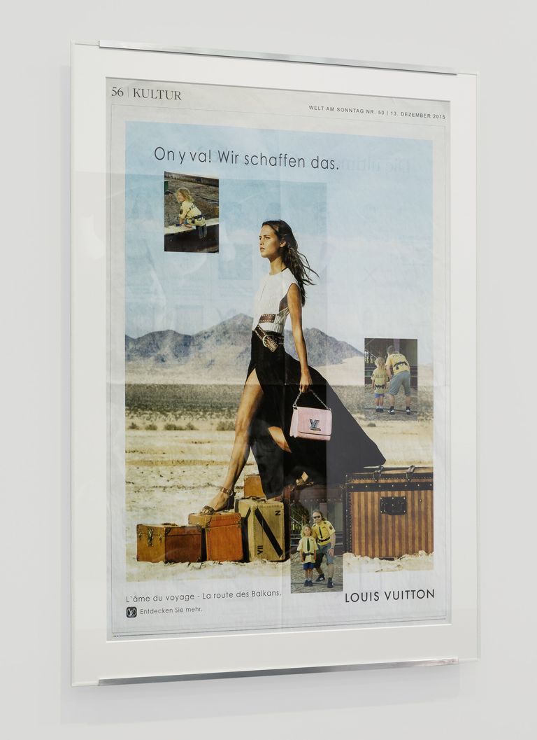 Reinhard Mucha
Edition Welt am Sonntag, 2021
Edition 9 + 2 a. p.
Aluminium profiles, paper tape, float glass, archival pigment print from photo collage on Alu-Dibond, Multiplex profile
186 x 130.2 x 6.4 cm
73 1/4 x 51 1/4 x 2 1/2 inches
&copy; muchaArchive