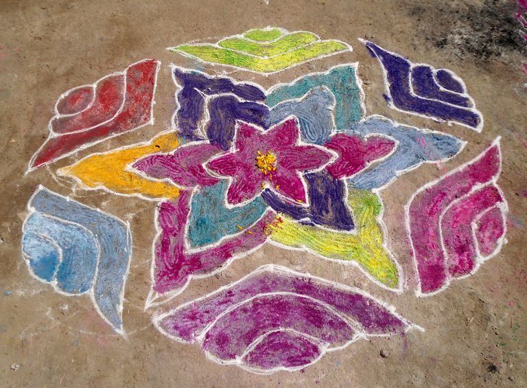 Rangoli design in Nizampet, India, 2013. Courtesy Creative Commons. Photo: N. Aditya Madhav20