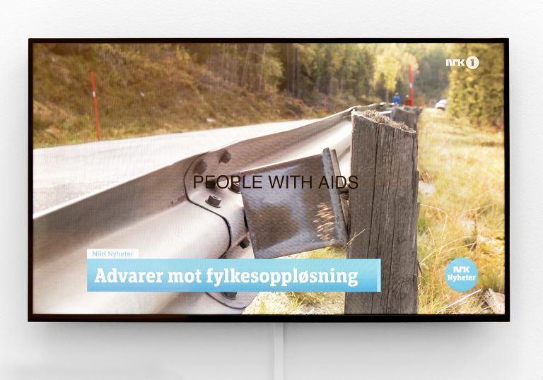 Gretchen Bender
TV Text Image (PEOPLE WITH AIDS), 1986 (installation view)