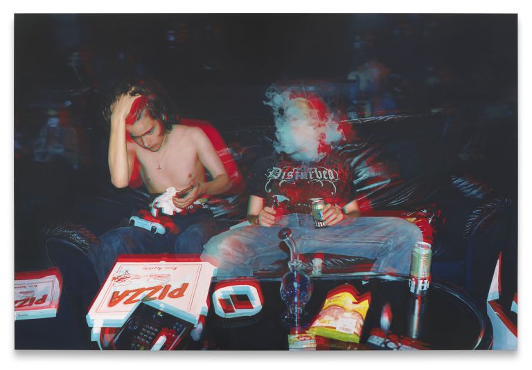 Anne Imhof
Disturbed, 2023
Oil on canvas
280 &times; 420 cm
110 1/4 &times; 165 3/8 inches