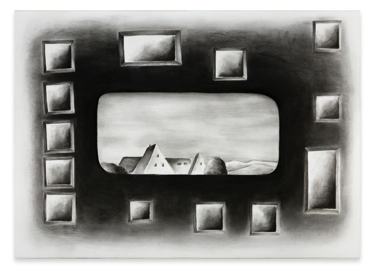 Andreas Schulze
Untitled (House), 2017
Charcoal on paper, nettle
100 &times; 140 cm
39 3/8 &times; 55 1/8 inches