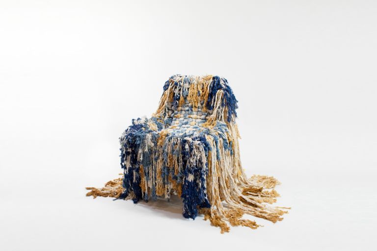 Lucy Dodd
Holy Basil(ica) Chair, 2019
Pigmented cotton on chair frame
81.3 × 86.4 × 66 cm
32 × 34 × 26 inches