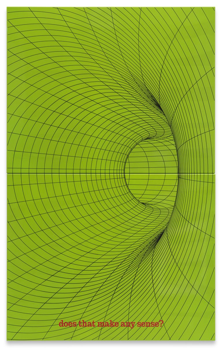 Nora Turato
does that make any sense?, 2023
Vitreous enamel on steel (2 parts)
192.5 &times; 120 &times; 3 cm
75 7/8 &times; 47 1/4 &times; 1 1/8 inches