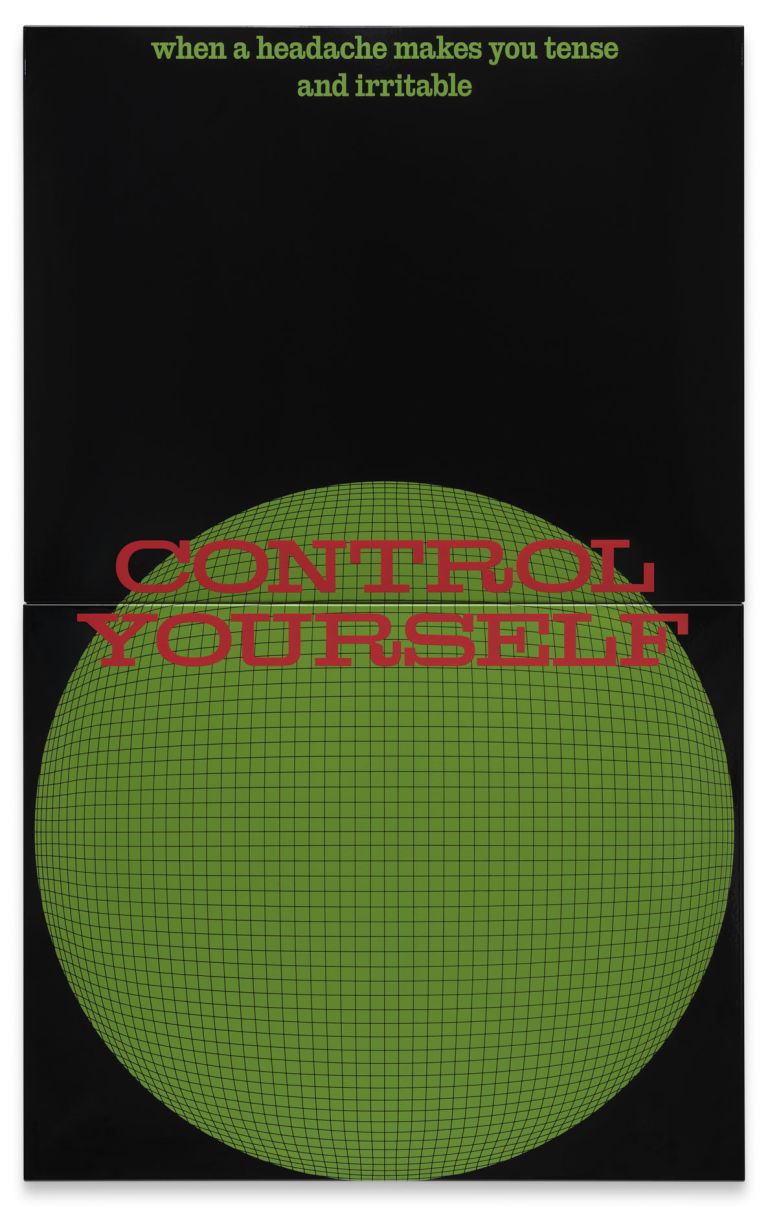 Nora Turato
when a headache makes you irritable / control yourself, 2023
Vitreous enamel on steel (2 parts)
192.5 &times; 120 &times; 3 cm
75 7/8 &times; 47 1/4 &times; 1 1/8 inches