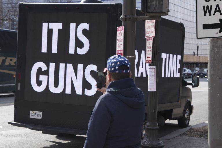 Jenny Holzer
It Is Guns, 2018
LED truck
Text: IT IS GUNS, 2018–19
Washington, DC
© 2018 Jenny Holzer, member Artists Rights Society (ARS), NY
Photo: Carlos Zabala