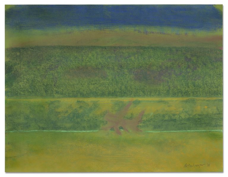 Richard Artschwager
Landscape with Purple Bushes, 2011
Pastel on green paper
50.2 &times; 65.4 cm
19 3/4 &times; 25 3/4 inches
59.2 &times; 74.4 cm (framed)
23 1/4 &times; 29 1/4 inches (framed)