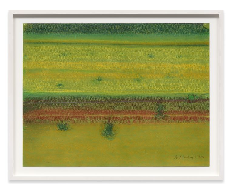 Richard Artschwager
Landscape with Bushes, 2011
Pastel on green paper
50.2 &times; 64.8 cm
19 3/4 &times; 25 1/2 inches
59.3 &times; 74.4 cm (framed)
23 3/8 &times; 29 1/4 inches (framed)