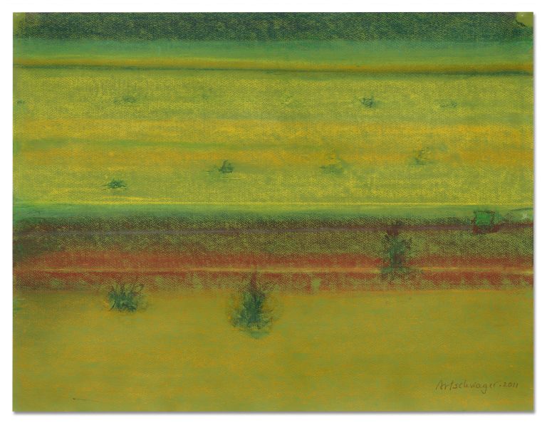 Richard Artschwager
Landscape with Bushes, 2011
Pastel on green paper
50.2 &times; 64.8 cm
19 3/4 &times; 25 1/2 inches
59.3 &times; 74.4 cm (framed)
23 3/8 &times; 29 1/4 inches (framed)