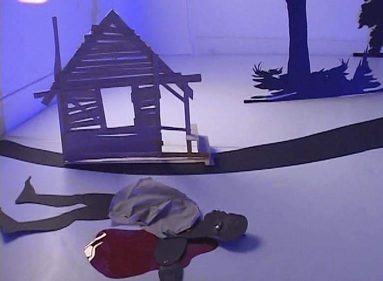 Kara Walker
National Archives Microfilm M999 Roll 34: Bureau of Refugees, Freedmen and Abandoned Lands: Six Miles from Springfield on the Franklin Road, 2009 (film still)