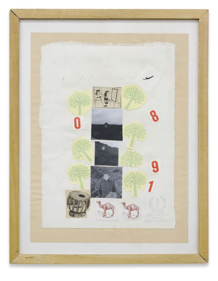 Alighiero Boetti
One Hotel, 1980
Collage and mixed media on paper
37.5 × 48.3 × 3.2 cm | 14 3/4 × 19 × 1 1/4 inches