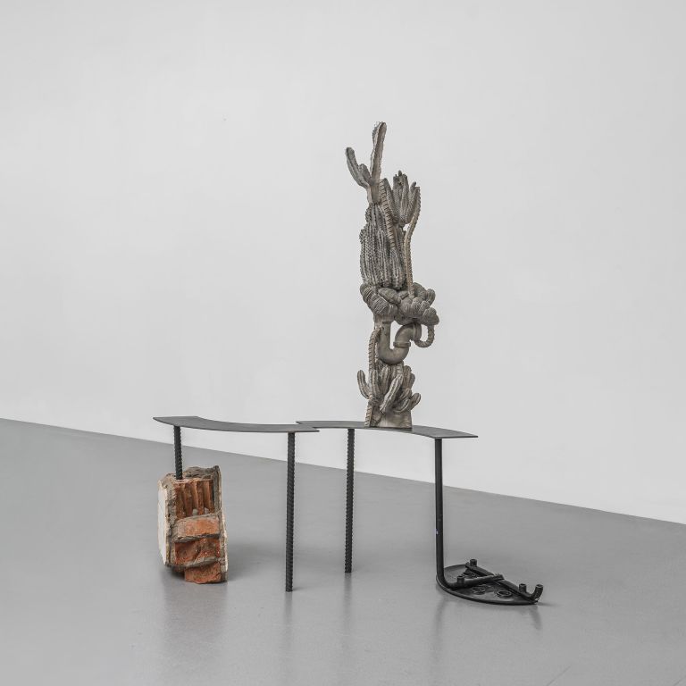 Zhang Ruyi
Perishable Modernity-2, 2023
Concrete, threaded rebar, hot-rolled steel sheet, construction debris, metal, remodeled stool
121 x 106 x 30 cm | 47 5/8 x 41 3/4 x 11 7/8 inches