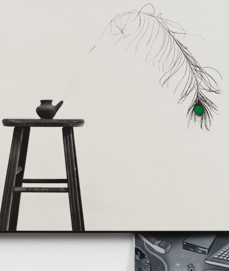 John Baldessari
Person with Kite (With Yellow and Black Intrusions)/Feather (Flawed), 1992 (detail)