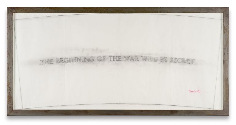 Jenny Holzer
Survival: The beginning of the war…, 1989–2024
Text: Survival (1983–85)
Carbon on tracing paper
48.9 × 106.4 cm | 19 1/4 × 42 inches
55.3 × 112.7 × 3.8 cm | 21 3/4 × 44 3/8 × 1 1/2 inches (framed)