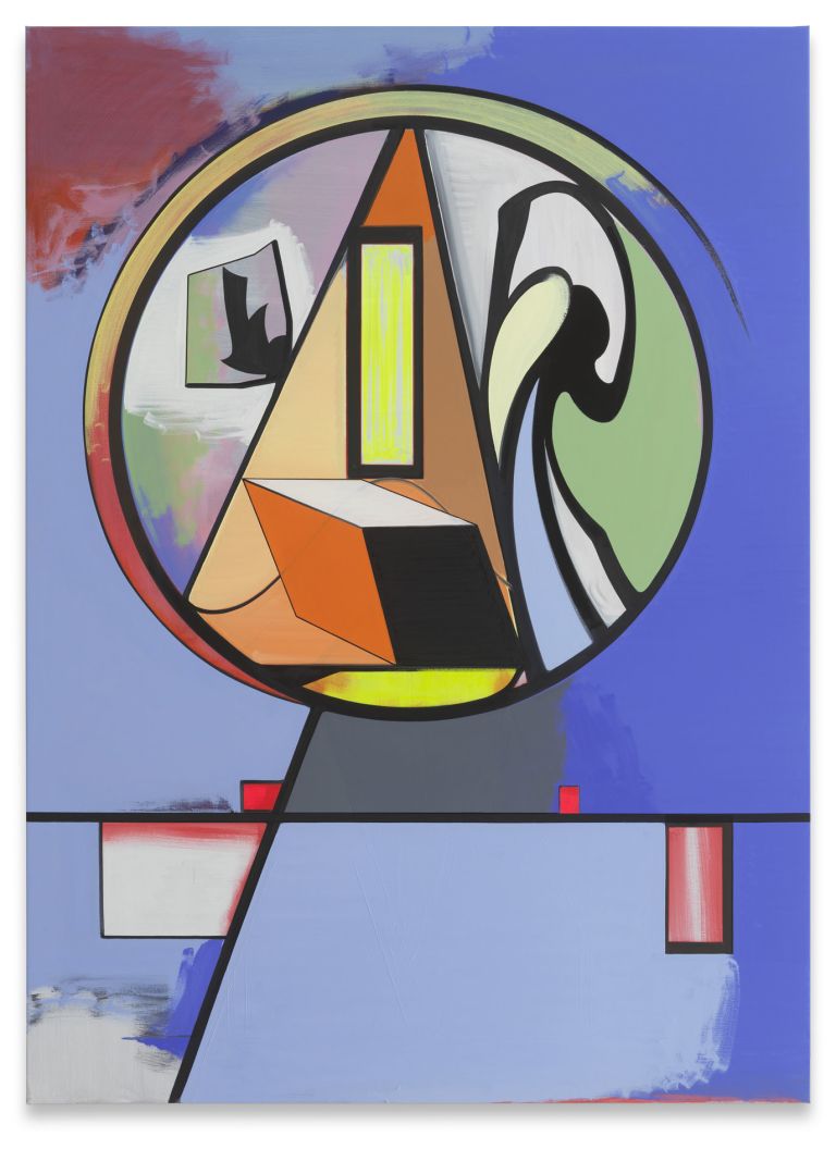 Thomas Scheibitz
Portrait H.M., 2024
Oil, vinyl and pigment marker on canvas
220 &times; 160 cm | 86 5/8 &times; 63 inches