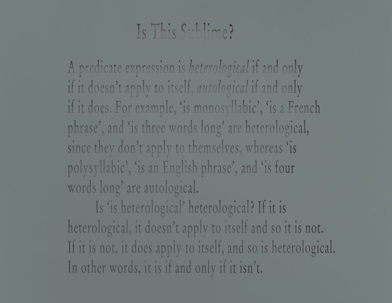Joseph Kosuth
‘The Sublime’, 2006 (detail)