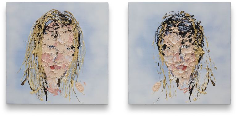 Kaari Upson
Untitled (Kiss), 2008
Oil on canvas
Two panels, each 50.8 × 50.8 cm | 20 × 20 inches
