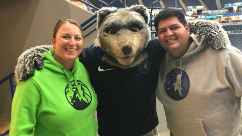 Kelly and I with Crunch at the Target Center open house